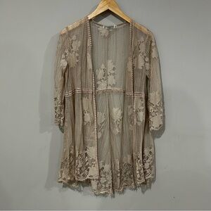 Chance Or Fate Women’s Size Small Beige Lace Long Cardigan Boho Western
